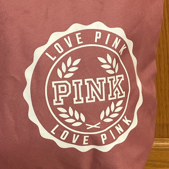 PINK Victoria’s Secret Zip Top Nylon Canvas Mauve Black Carry bag NWOT - Picture 3 of 7